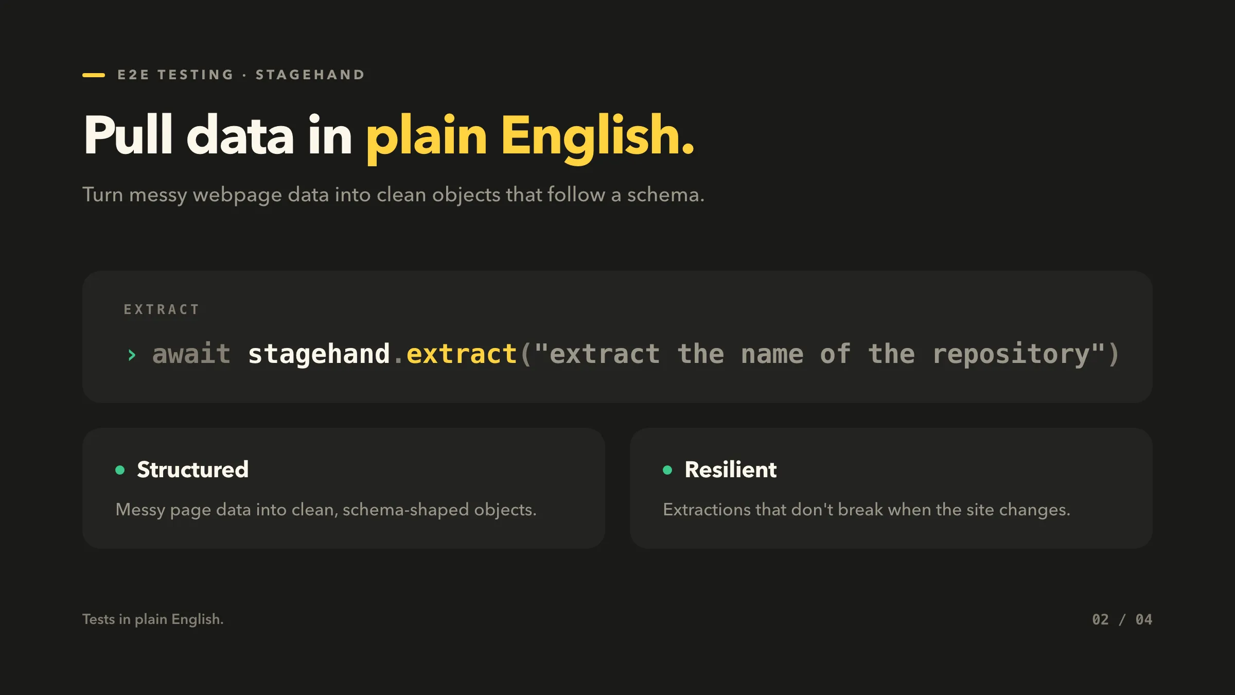 extract(): structured data from a webpage