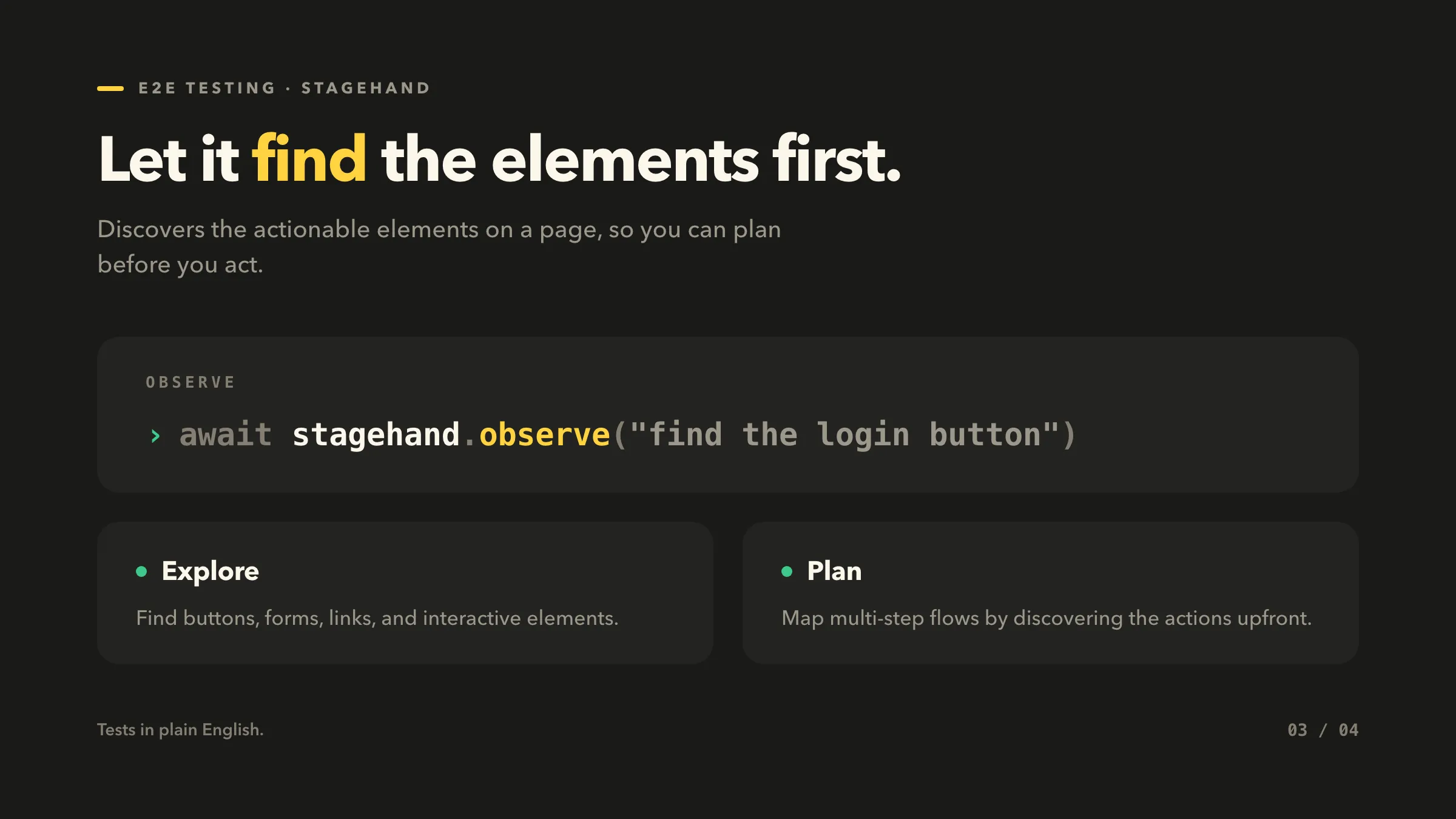 observe(): discover and plan executable actions
